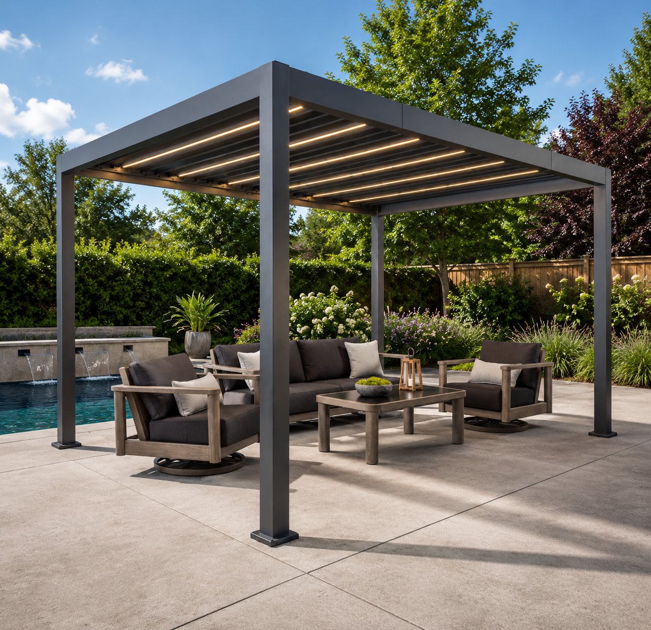 SunVilla Stratus 10' x 13' Motorized Pergola with LED Lighting