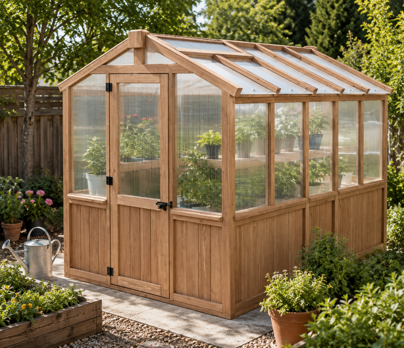 Yardistry Wooden Greenhouse with Automatic Roof Vent – 8' x 9.7'