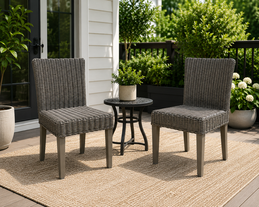 TK Classics Outdoor Patio Ottoman/Table – Wheat Polyrattan