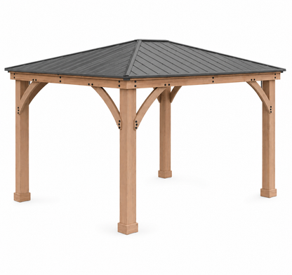 Yardistry 12' x 10' Wood Gazebo with Aluminum Hardtop Roof