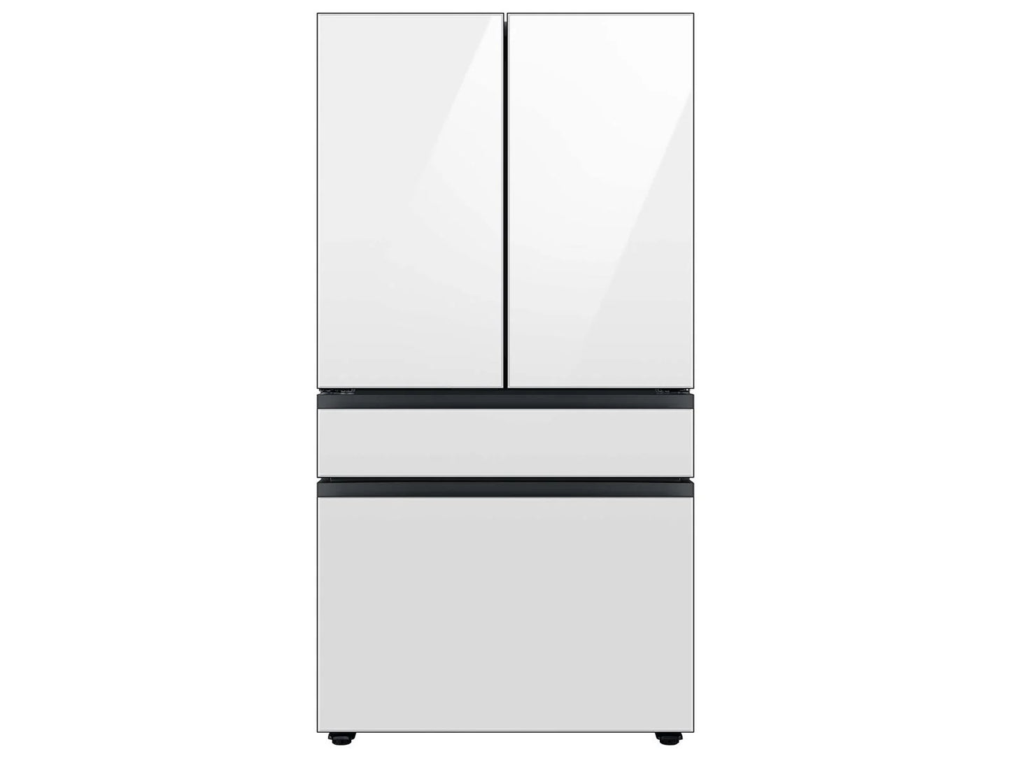 Bespoke 36 in. 29 cu. ft. Standard Depth 4-Door French Door Smart Refrigerator in White Glass with Beverage Center