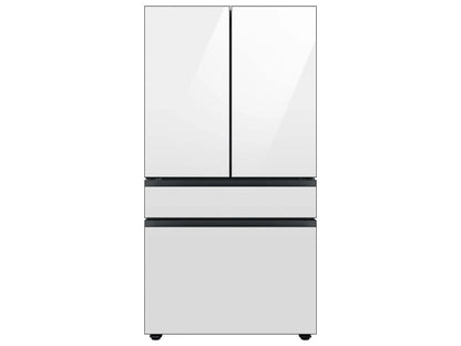Bespoke 36 in. 29 cu. ft. Standard Depth 4-Door French Door Smart Refrigerator in White Glass with Beverage Center