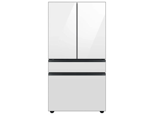 Bespoke 36 in. 29 cu. ft. Standard Depth 4-Door French Door Smart Refrigerator in White Glass with Beverage Center