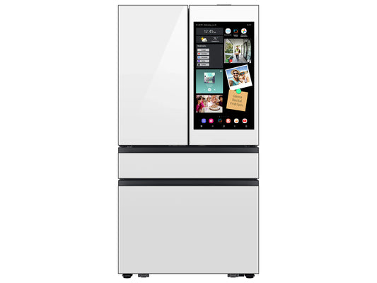 Bespoke 36 in. 23 cu. ft. Counter Depth 4-Door French Door Refrigerator in White Glass with AI Family Hub Plus